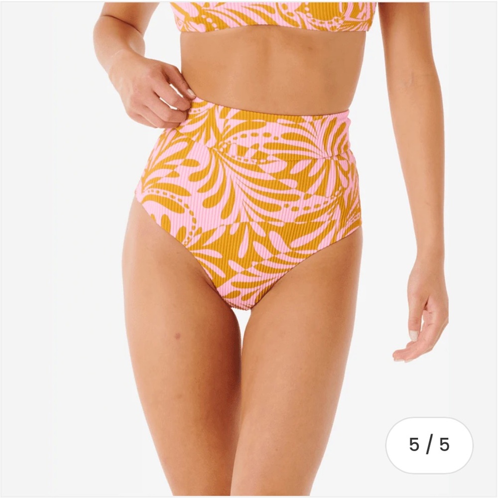 RIP CURL Women's High Waist Cheeky Pant Bikini Bottom Pink Size XS